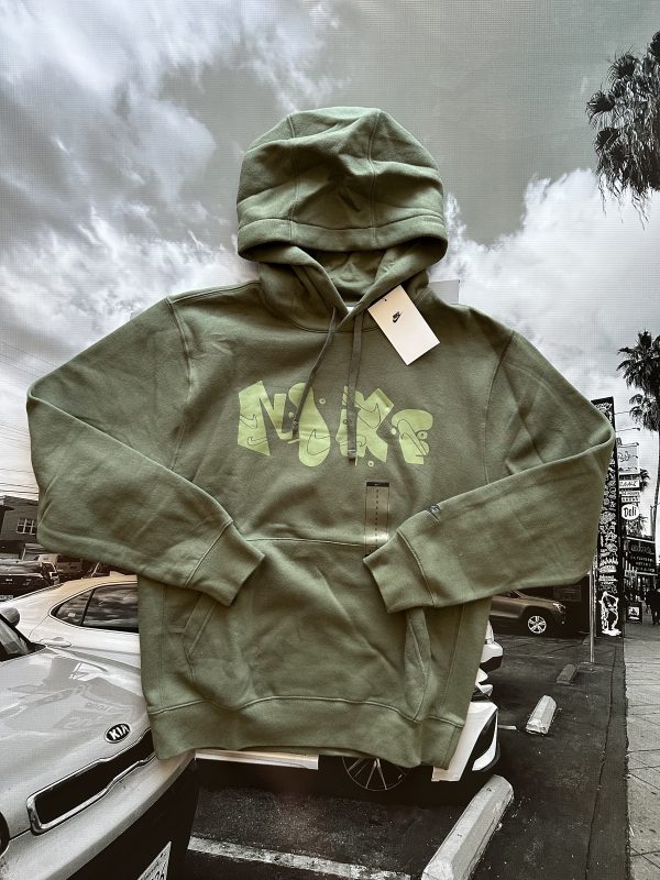 NIKE Club Fleece Graphic Pullover Hoodie 'Medium Olive'